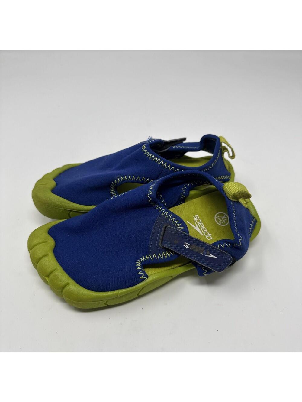 Speedo Kids Ankle Strap Water Shoes Size XL (11/12) Blue & Green